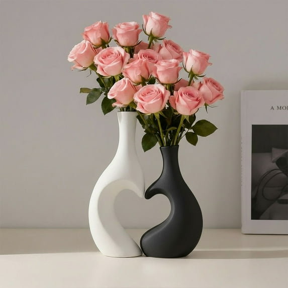 WEGFTDUOP Valentine's Day Vase Plastic Vase Non Fragile Vase Decorative Art Tabletop Decoration Warm House Gift Wedding Dining Table Bookshelf Art Decoration