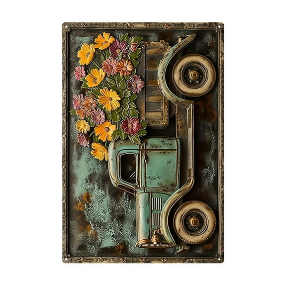 WEGFTDUOP Vintage Iron Sheet Wall Art 12x8 in, Waterproof UV-Resistant Metal Decor, Easy-Hang Rustic Plaque for Living Room, Bedroom, Office, 120 g Lightweight Gift