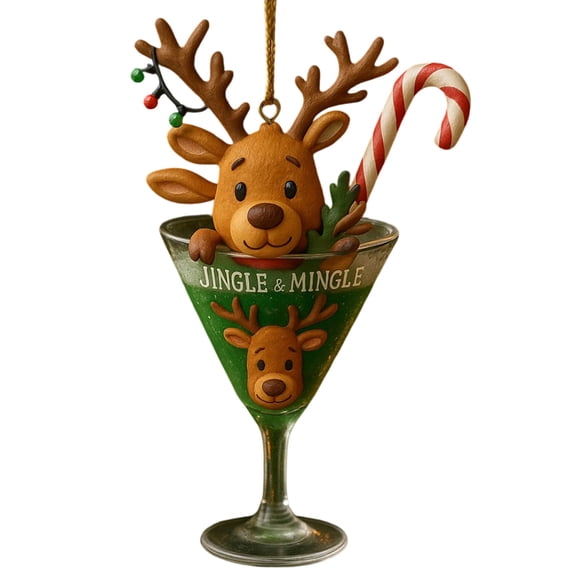 WEGFTDUOP Whimsical Christmas Drink Ornament