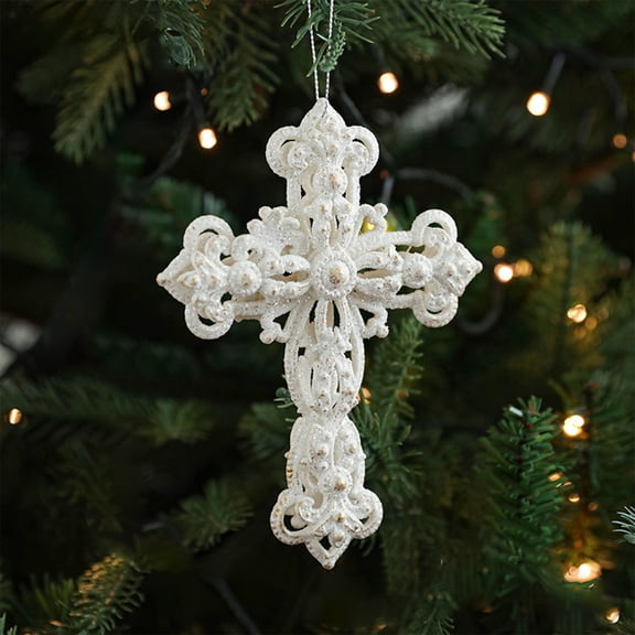 WEGFTDUOP White Irregular Shaped Ornament Glitter Hanging Decoration For Christmas Tree Holiday Decor Home Store Window Display