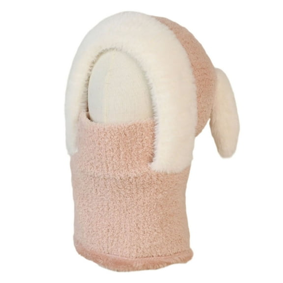 WEGFTDUOP Winter 3-in-1 Knitted Pullover Hat, 4-14 Years Age Fit, Cute Ear Design Plus Velvet Warm Mask Neck Integrated, Unisex Stretch Headwear for Outdoor Daily Cold Weather Protection