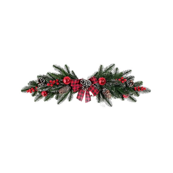 WEGFTDUOP Winter Wreaths Rattan For Front Door Large Christmas Wreath Artificial Green Wreath For Front Door Window Walls Christmas Decor Indoor Outdoor Home