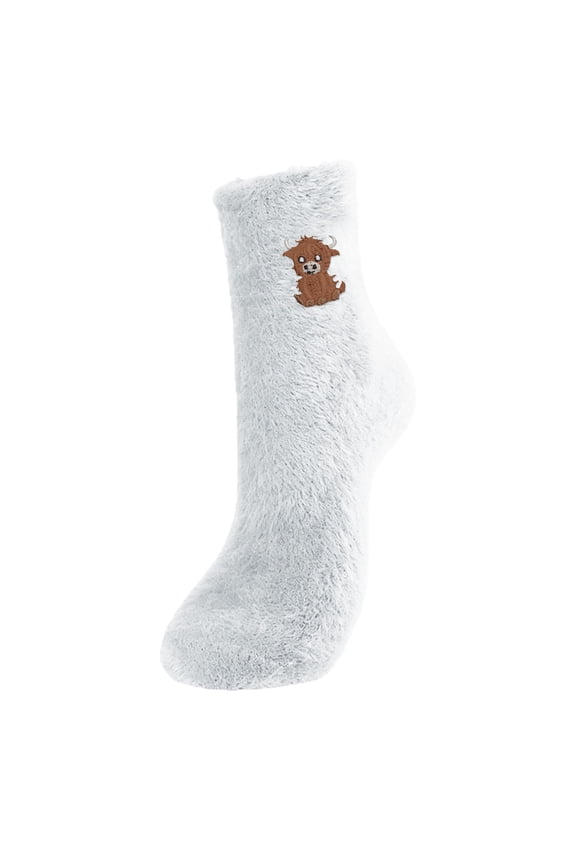 Women's Winter Thick Warm Mid-Tube Socks Wool Polyester Elastic Cute Australian Fleece Home Indoor Outdoor Floor Wear Moisture-Wicking Odor-Resistant Footwear