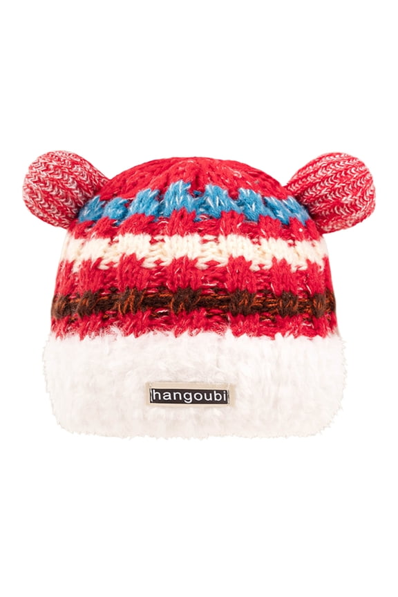 Women's Winter Warm Wool Hat Women's Bear Knitted Hat