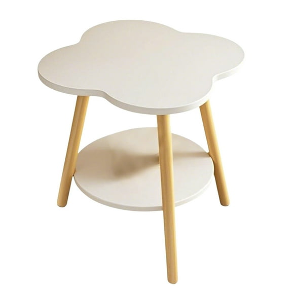 WEGFTDUOP Wood Flower Side Table 50x40cm Storage Shelf Bedside Coffee Table Compact Living Room Bedroom Study Desk Easy Assembly