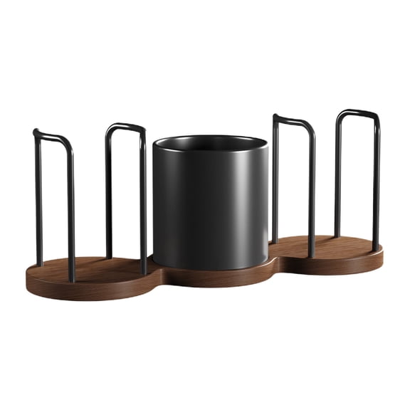 WEGFTDUOP Wooden Countertop Storage Stand with Lid Compartment, Multifunctional Holder for Drinkware and Straws, Ideal for Cafe & Office