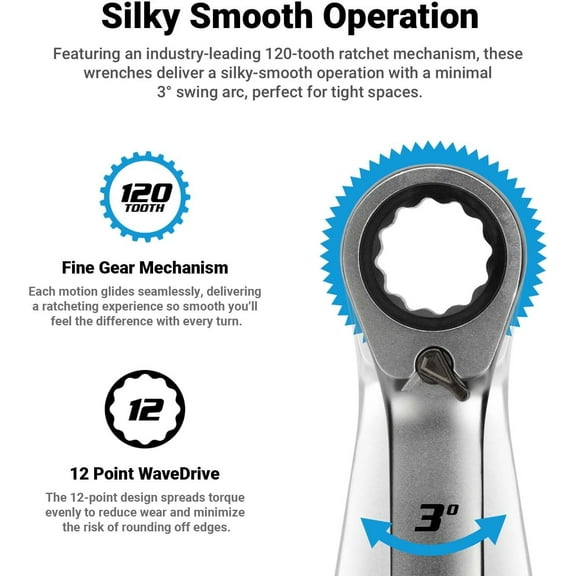 WEGOLY-11 mm 120-Tooth Ultra-Smooth Reversible Ratcheting Combination Wrench, XL Long Series, Metric, 12-Point