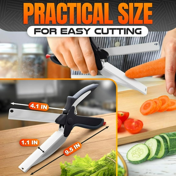 WEGOLY-2 in 1 Cutting Board Scissors for Food - 9.6" Detachable Cheese Scissors with Cutting Board and Stainless Steel Blade - Easy-to-Use Veggie Cutter, Suitable for Fruits and Vegetables at Dad's P