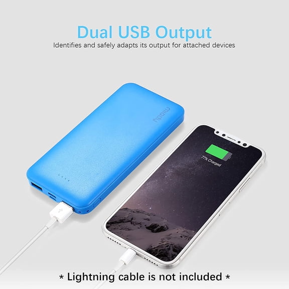 WEGOLY-2-Pack 10000mAh Dual USB Portable Charger, Type-C Fast Charging Power Bank, Slim Backup Battery Pack Compatible with iPhone 16/15/14/13 Galaxy S24/22 iPad Android etc (Red+Blue)