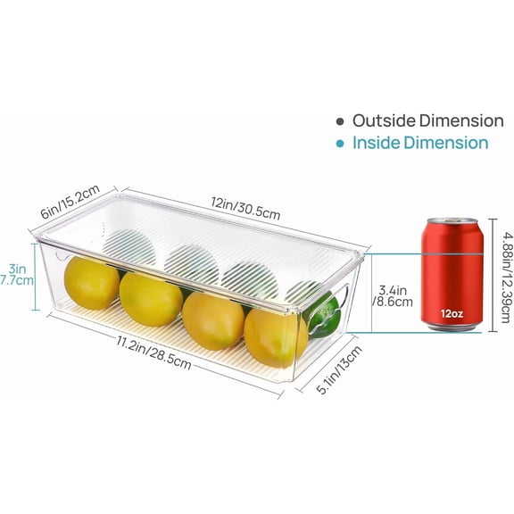 WEGOLY-2pcs Clear Organizers and Storage Bins with Lids, Stackable Plastic Storage Containers with Handles for Fridge, Freezer, Pantry, Cabinet, Kitchen Organization