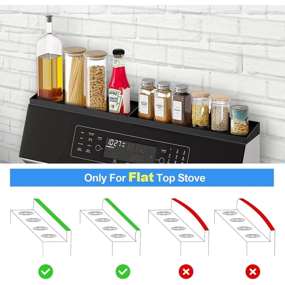 WEGOLY-30" Magnetic Stove Top Shelf Spice Rack,2 Pack 15" kitchen Seasoning Organizers Storage Gadgets Spice Rack Over The Stove Shelf Metal (Black-2 Pack 15")