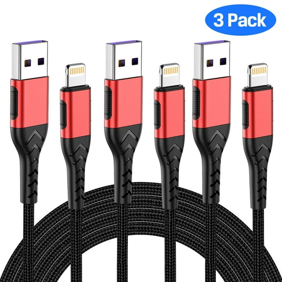 WEGOLY-3Pack 6ft USB A Cable Fast Charger (Red)