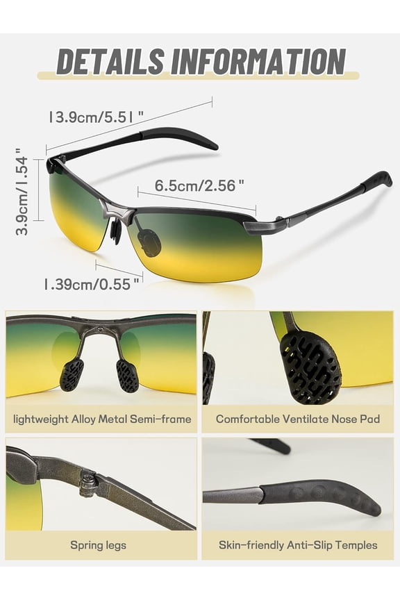 -4 Pieces Night Driving Glasses Polarized Walking Glasses Anti Glare Driving Sunglasses for Men UV Protection