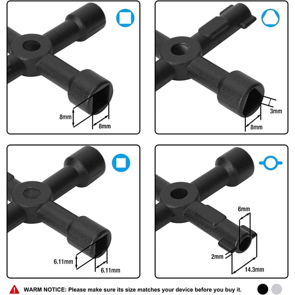 WEGOLY-4 Way Utility Key, Multi-functional Water Key Set, 2-Pack, for Valve, Faucet, and Spigots