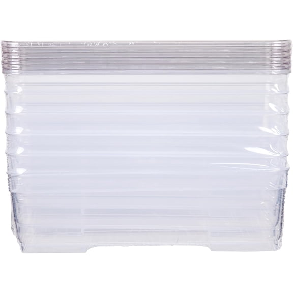 WEGOLY-6 Bin Pack, Long Home Organizer Storage Boxes with Lids, Translucent Clear