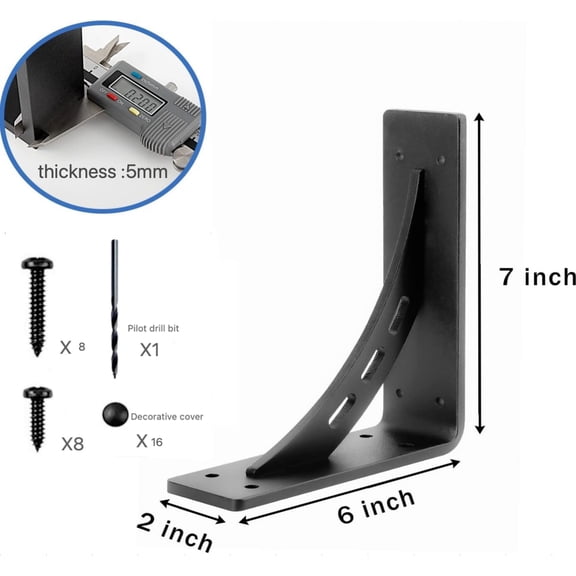 WEGOLY-7 inch x 5.9 inch Heavy Duty Shelf Brackets , Metal Mantel Brackets (Set of 2) Fireplace Mantel Brackets - Countertop Support , Max Load 1100 Lbs (7 x 5.9 )