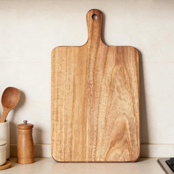 WEGOLY-Acacia Wood Cutting Board with Handle 16''x9'' / Charcuterie Board/Serving Board/Cheese, Bread, Vegetables & Fruits Serving Board (Rectangular-16x9)