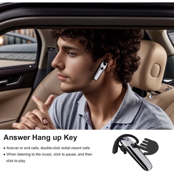 WEGOLY-Bluetooth Headset V5.3 Single-Ear Earpiece with Wireless Microphone 48H Battery, Bluetooth Earpiece - Handsfree for Driving/Truck Drivers, Compatible with iPhone, Android, Samsung