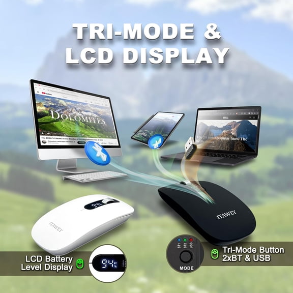 WEGOLY-Bluetooth Mouse & Pad Combo | Dual BT/2.4G, LCD Battery Indicator