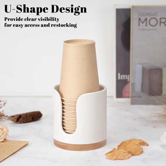 WEGOLY-Ceramic Bathroom Cup Dispenser 2Pcs, Disposable Paper Cup Holders for Rinsing Cups On Bathroom Vanity Countertops