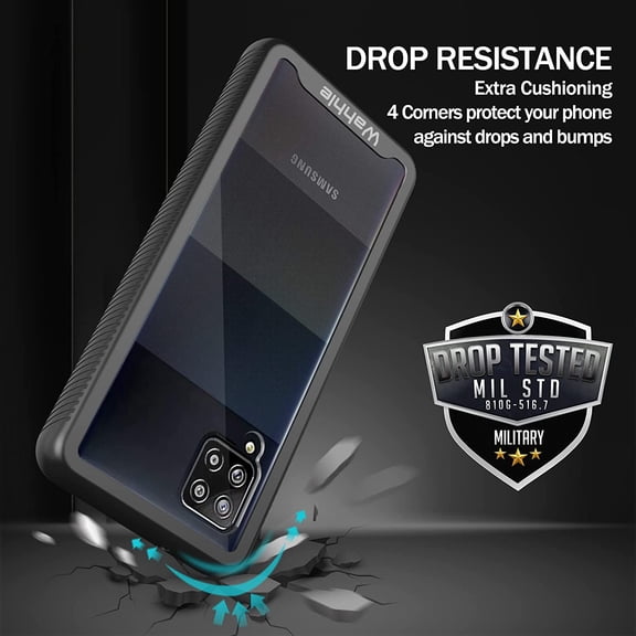 WEGOLY-Compatible with Samsung Galaxy A42 5G Case, Built in Screen Protector Full Body Shockproof Slim Fit Bumper Protective Phone Cover for Samsung A42 5G Men Women-Black/Clear