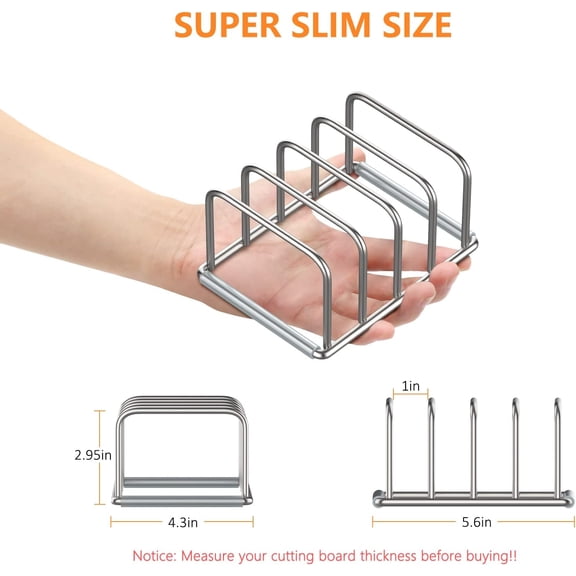 WEGOLY-Cutting Board Organizer Stand Holder,304 Stainless Steel Chopping Board Holder,Pot Pan Lid Holder Rack kitchen Shelf Bakeware,Cookie Sheets Organizer (1.0 Inch Width Slots)