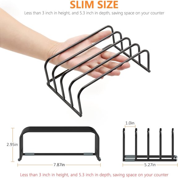 WEGOLY-Cutting Board Storage Rack, Compact Cutting Board Organizer, Chopping Board Storage Stand Rack, Bakeware & Cookie Pan Sheets Organizer (1.0 Inch Width Slots)