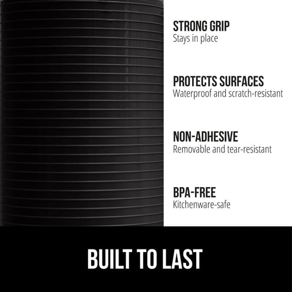 WEGOLY-DuraGuard Shelf Liner, Non-Adhesive Cabinet Liners for Kitchen Drawers, Shelves, Refrigerator, Pantry Storage, Bathroom Closet, Durable Waterproof BPA Free Ribbed Plastic, 12x20 Jet Black