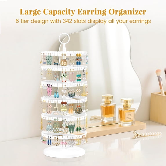 WEGOLY-Earring Holder Organizer Rotating Stud Display Tree Rack with ...