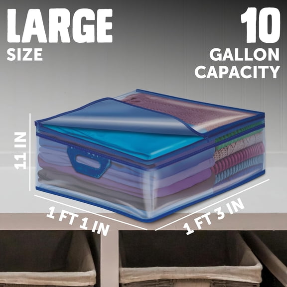 WEGOLY-Flexible Totes, Large Size, 10 Gallon, 2 Count Organizing Tote with Zipper and BuiltIn Handles, Flexible & Stackable Clothing and Home Storage Bag