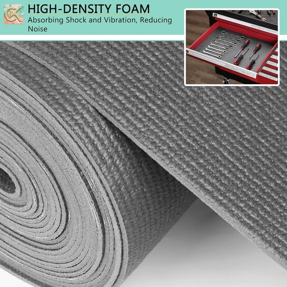 WEGOLY-Foam Toolbox Liner Shelf Liner, Thickened Durable Pad Tool Box Mat for Protecting Your Tools, Work Surfaces, Garage, Chest -Gray 3mm Thickness, 16 inch*6 ft