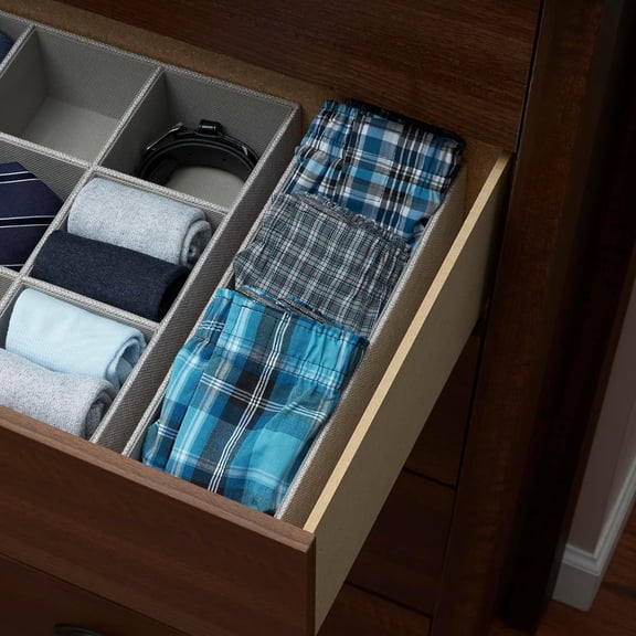 WEGOLY-Grey 725-1 Deep Drawer Organizer Box for Storage | 12 in x 4 in x 3.13, Silver