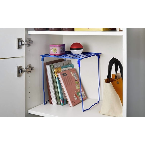 WEGOLY-LockerMate Stac-A-Shelf Locker Shelf, Stackable Organizer, Extra Tall, Fits Standard Size School Lockers, Blue