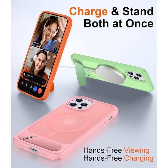 WEGOLY-Magnetic Compatible with iPhone 12 Case & iPhone 12 Pro Case, [Built-in Invisible Kickstand][Compatible with MagSafe][Military Grade Shockproof] Slim Translucent Matte Phone Case 6.1"
