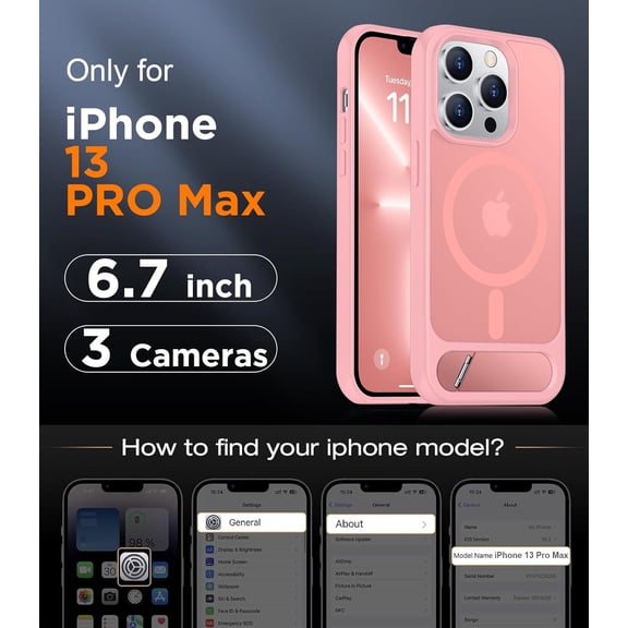 WEGOLY-Magnetic Compatible with iPhone 13 Pro Max Case, [Built-in Invisible Kickstand][Compatible with MagSafe][Military Grade Shockproof] Slim Translucent Matte Phone Case for iPhone 13 Pro Max 6.7
