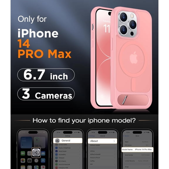 WEGOLY-Magnetic Compatible with iPhone 14 Pro Max Case, [Built-in Invisible Kickstand][Compatible with MagSafe] [Military Grade Shockproof] Slim Translucent Matte Phone Case for iPhone 14 Pro Max 6.