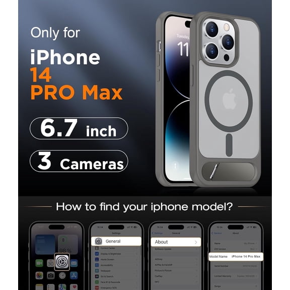 WEGOLY-Magnetic Compatible with iPhone 14 Pro Max Case, [Built-in Invisible Kickstand][Compatible with MagSafe] [Military Grade Shockproof] Slim Translucent Matte Phone Case for iPhone 14 Pro Max 6.