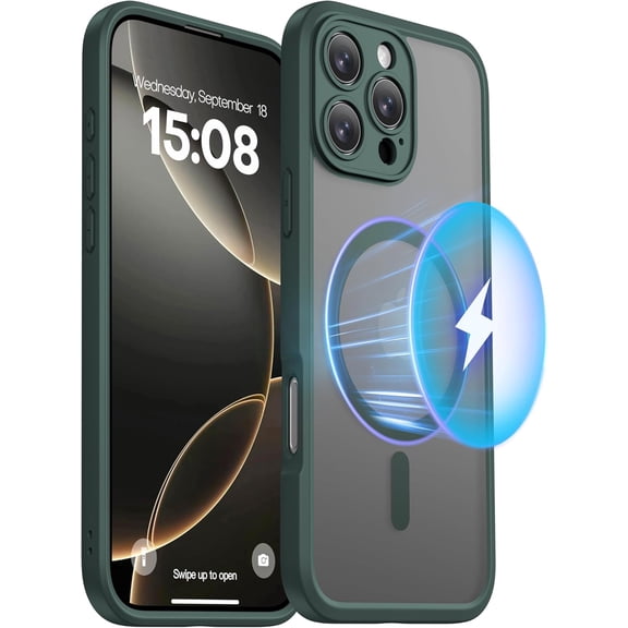 WEGOLY-Magnetic Guard Designed for iPhone 16 Pro Max Case [Camera Protection] [Military Grade Drop Tested] [Compatible with MagSafe] Slim Translucent Matte Phone Case (6.7") - Dark Green