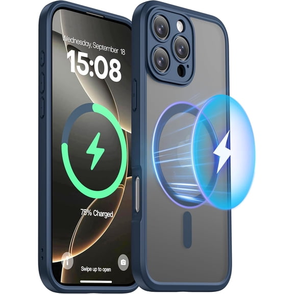 WEGOLY-Magnetic Guard Designed for iPhone 16 Pro Max Case [Camera Protection] [Military Grade Drop Tested] [Compatible with MagSafe] Slim Translucent Matte Phone Case (6.7") - Navy Blue
