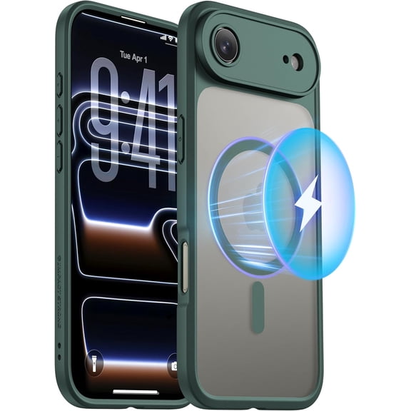 WEGOLY-Magnetic Guard Designed for iPhone 17 Air Case [Camera Protection] [Military Grade Drop Tested] [Compatible with MagSafe] Slim Translucent Matte Phone Case (6.6") - Dark Green