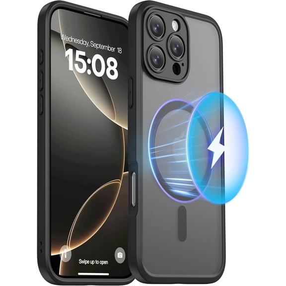 WEGOLY-Magnetic Guard for iPhone 16 Pro Case [Camera Protection] [Military Grade Drop Tested] [Compatible with MagSafe] Slim Translucent Matte Phone Case (6.3") - Black