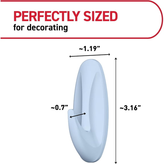 WEGOLY-Medium Designer Hooks, Sky, 9 Hooks, 12 Strips