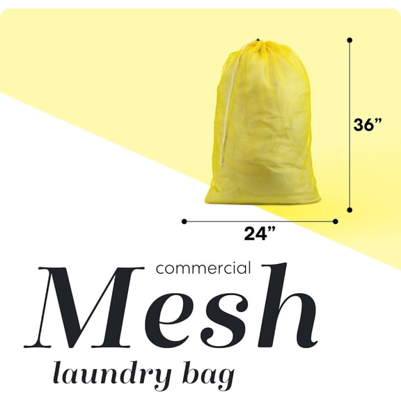 WEGOLY-Mesh Laundry Bags XL 24" x 36"  Heavy Duty, Durable Drawstring Bag for Delicates, College Dorm, Travel, Storage, Machine Washable, Foldable, 2-Pack (Yellow)