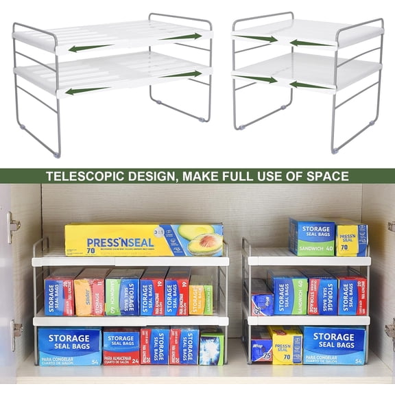 WEGOLY-Pantry Organization and Storage for Kitchen - Expandable Kitchen Wrap Box Organizer Rack, Foil Organizer for Cabinet & Counter, Height & Width Adjustable Cupboard Storage Rack - (3 Tier 9.8 t
