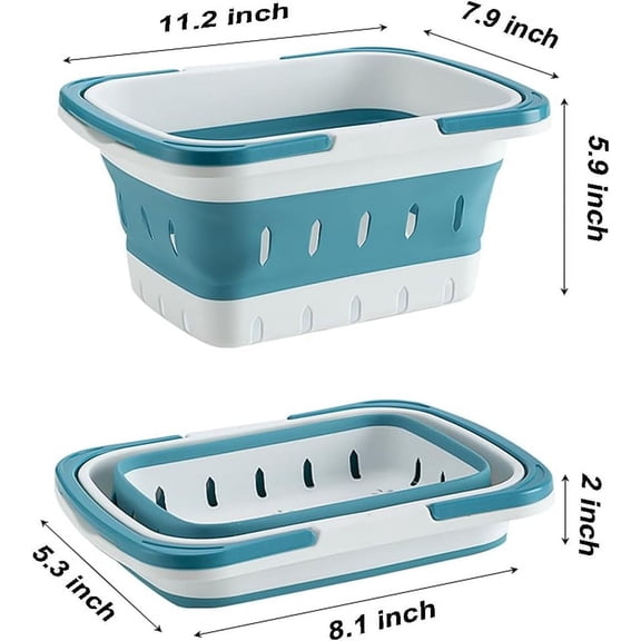 WEGOLY-Plastic Caddy for Cleaning Supplies Products, Storage Collapsible Basket with Handles, Box Organizer Bin for Bathroom, Kitchen, College Dorm,Gym (Blue 1 pack)