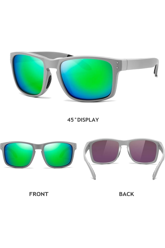 -Polarized Sports Sunglasses for Men Women: Retro Square Shades UV400 for Driving Fishing Cycling Running Golf