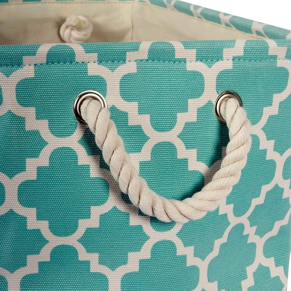 WEGOLY-Polyester Container with Handles, Lattice Storage Bin, Small, Aqua