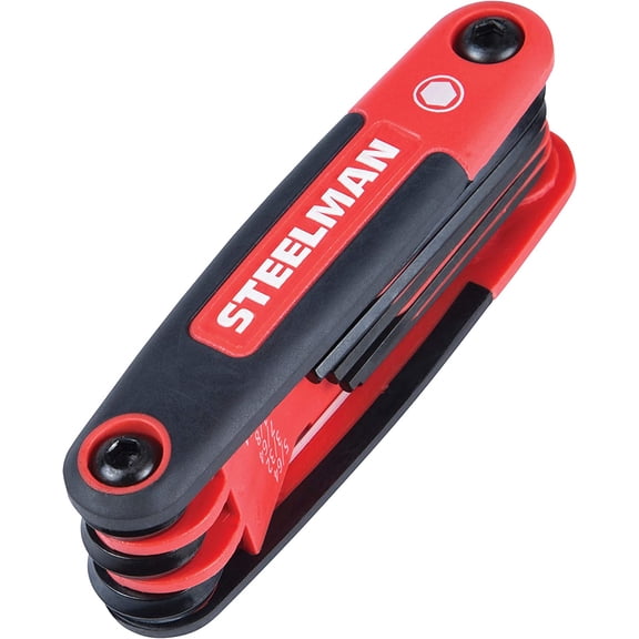 WEGOLY-Portable Folding Hex Key Wrench Multi-Tool Standard (SAE), Set Includes 5/64, 3/32, 7/64, 1/8, 9/64, 5/32, 3/16, 7/32, 1/4-Inch, Chamfered Ends, Rubberized Grip