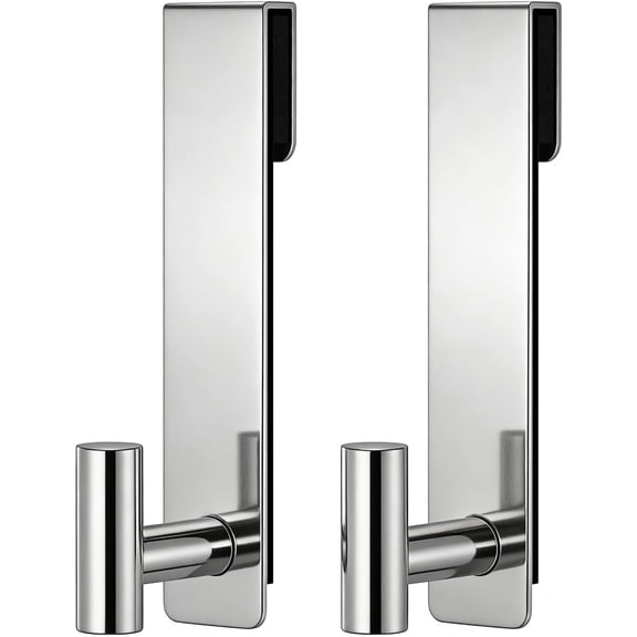 WEGOLY-Shower Door Hooks, (7.5 Inch) Extended Towel Hooks for Bathroom Frameless Glass Shower Door, Stainless Steel Heavy Duty Hooks (Polished Silver, T Shape-Fits 3/8" Thick Door)