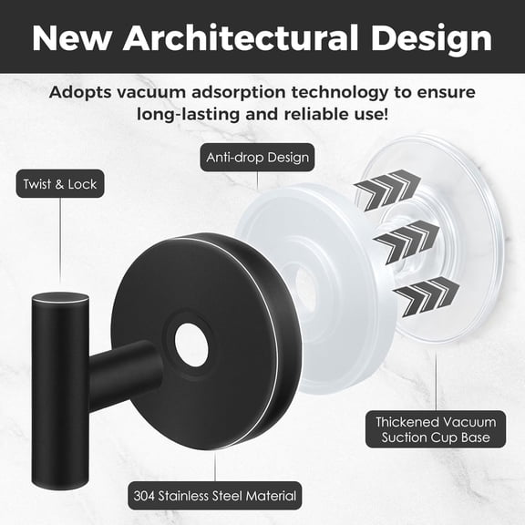 WEGOLY-Shower Hooks for Inside Shower,No-Drill Removable&Reusable Towel Hooks for Bathroom,Heavy Duty Suction Cup Hooks for Glass Window,4 Packs(Black)